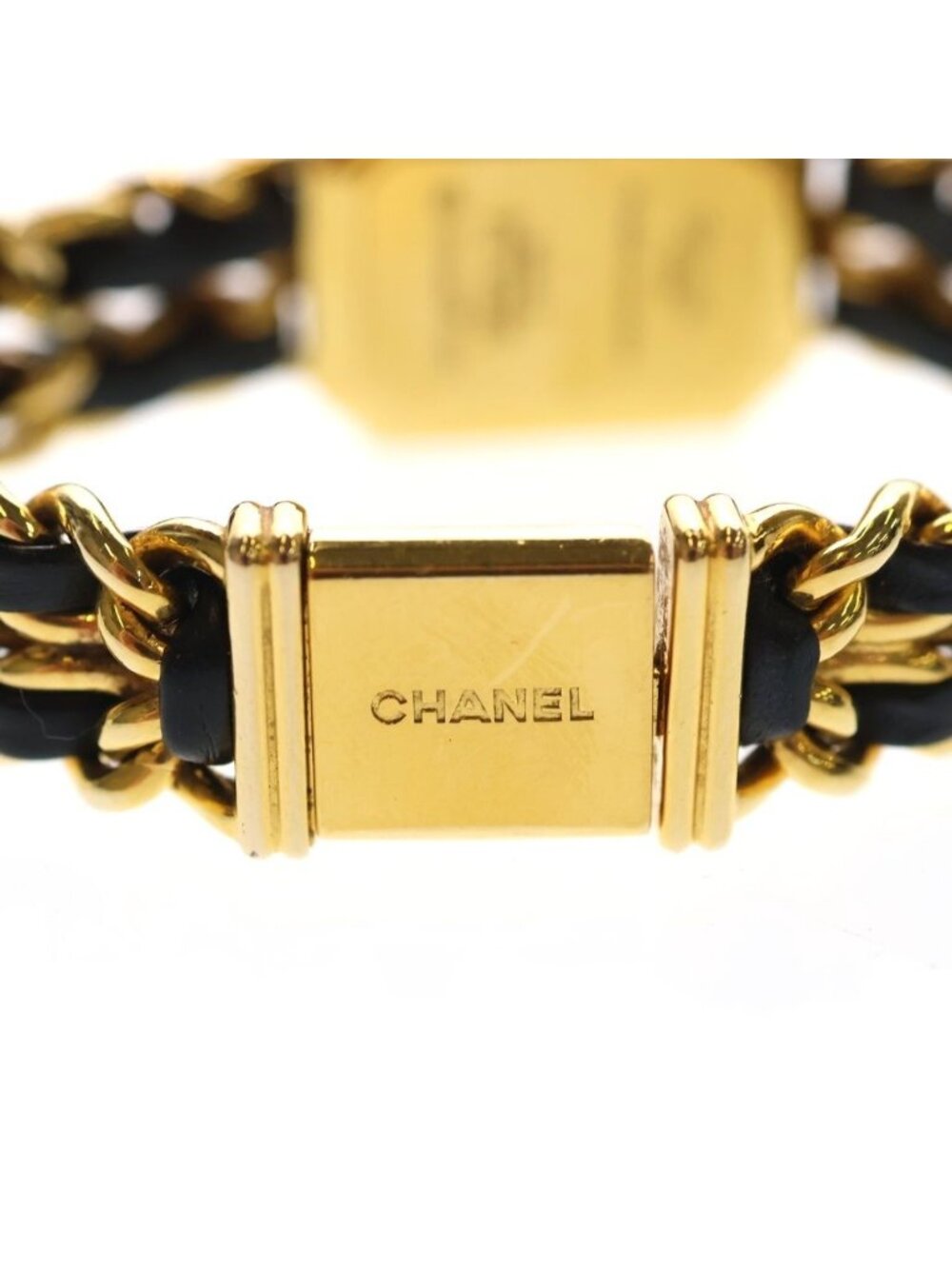Chanel Premier M Black Dial Square Chain Leather Quartz Watch Gold - Picture 6 of 6